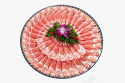 火锅涮羊肉一大盘羊肉片高清图片
