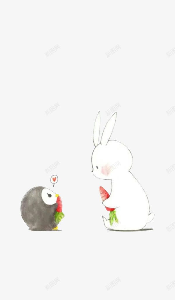 小企鹅和小兔子png免抠素材_新图网 https://ixintu.com 卡通 小企鹅 小兔子 萌萌哒