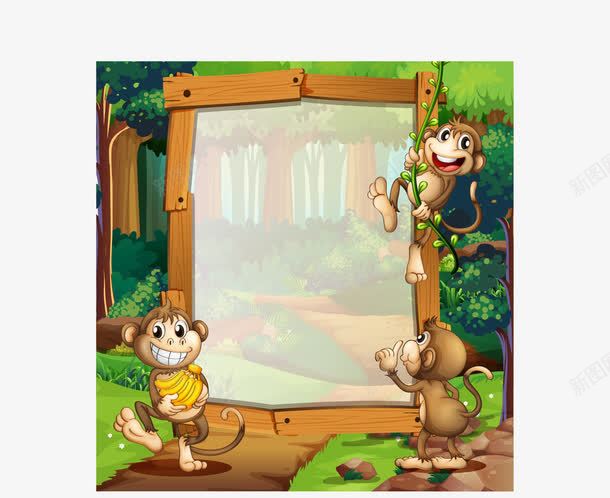 小猴子森林宣传展板png免抠素材_新图网 https://ixintu.com 展板 森林 猴子