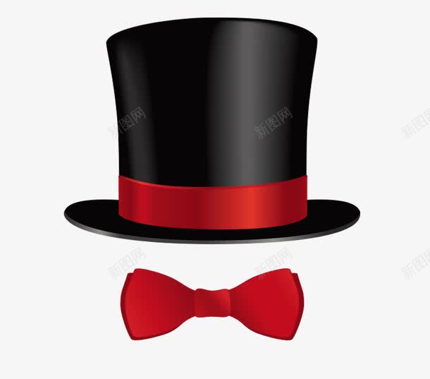领结礼帽png免抠素材_新图网 https://ixintu.com png矢量图 男士 礼帽 红色领结 红领带 绅士 聚会