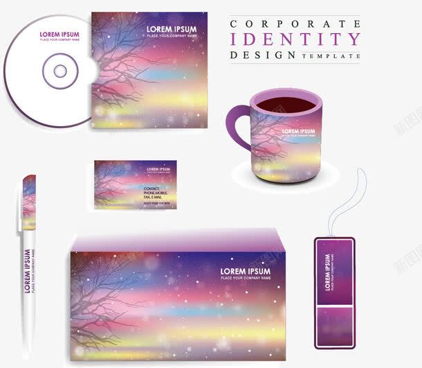vipng免抠素材_新图网 https://ixintu.com vi模板 vi素材 vi设计 光盘 卡片 咖啡杯 商业 商务 梦幻 紫色
