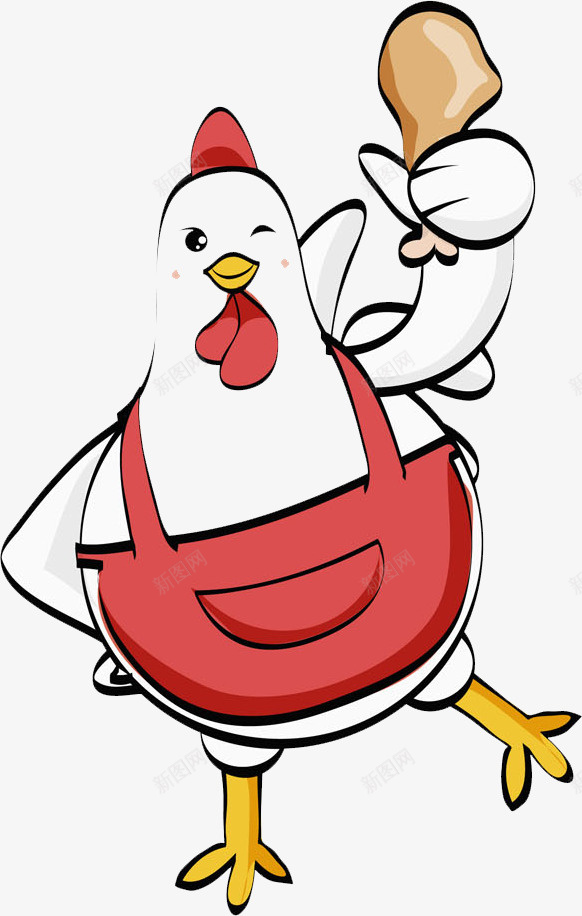 水彩母鸡png免抠素材_新图网 https://ixintu.com 卡通 可爱 家禽 小鸡妈妈 微笑 手绘 母鸡 白色 红色 鸡腿