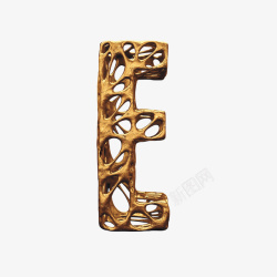 3D金属镂空字母E素材