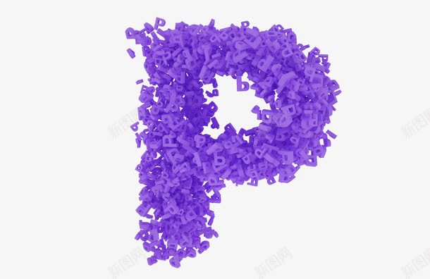 立体粒子字母png免抠素材_新图网 https://ixintu.com 三维字母 三维立体 字母 字母P 立体 立体粒子 粒子 紫色