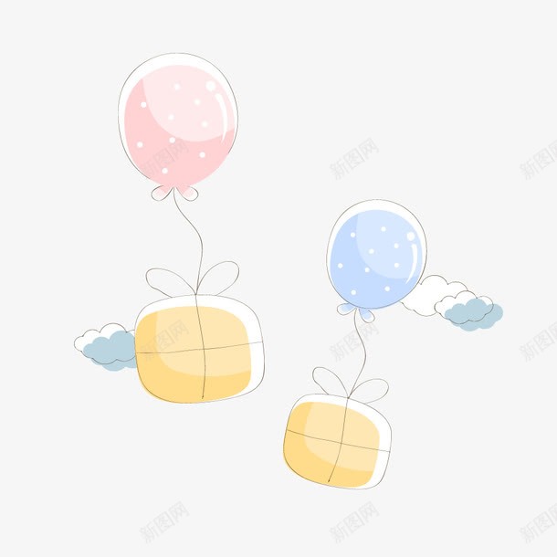 糖果色气球云礼物png免抠素材_新图网 https://ixintu.com 卡通 装饰图案