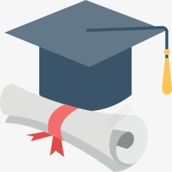 毕学士帽和毕业证书图标高清图片