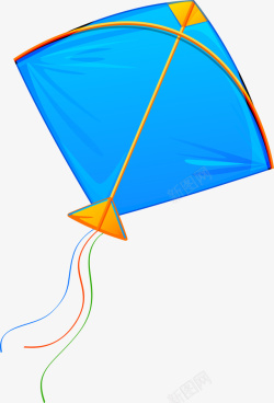 飞舞的风筝蓝色卡通飞舞风筝高清图片