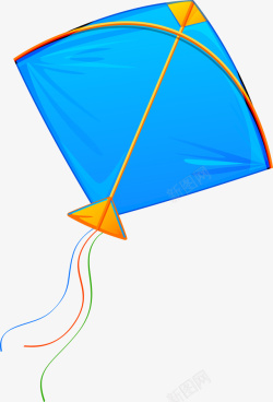 蓝色卡通飞舞风筝素材