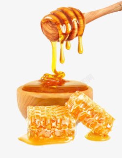 木棒满碗的蜂蜜高清图片