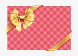 礼盒丝带系法系金色丝带的红格子包装礼盒高清图片