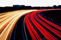 光速效果夜空下公路上的速度光线高清图片