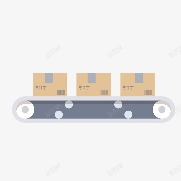 灰色圆角货物运输元素png免抠素材_新图网 https://ixintu.com 传送带 卡通 扁平化 方形 灰色 盒子 运输