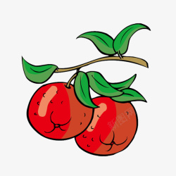 红色小果子卡通山楂果高清图片