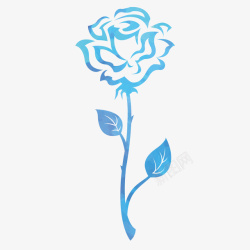 手绘蓝色玫瑰花装饰图案矢量图素材