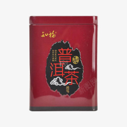 中国普洱红色普洱茶叶铁罐高清图片