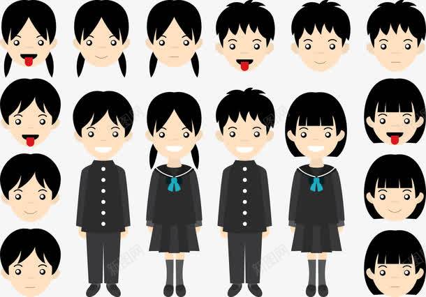 日本学生校服png免抠素材_新图网 https://ixintu.com 不同鬼脸 中学生 中山装 做表情 去上学 日本 日本制服