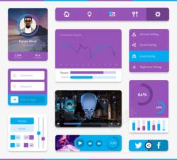 紫蓝色扁平网站界面UI素材