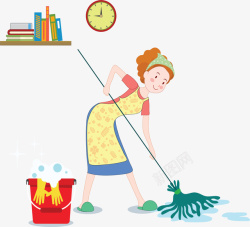 家务清洁块在家做家务的家庭主妇矢量图高清图片