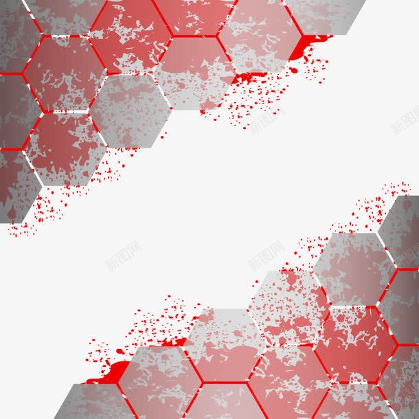 创意蜂巢背景png免抠素材_新图网 https://ixintu.com 喷洒 墨点 多边形 红色