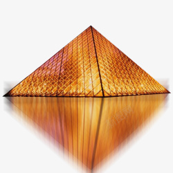 卢浮宫金色奢华金字塔元素素材