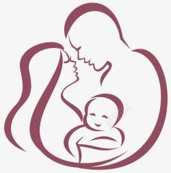 母婴标志设计一家三口线条人物矢量图图标高清图片