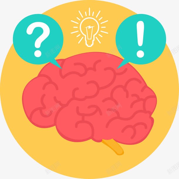 大脑思维图标png_新图网 https://ixintu.com 人脑 创造力 卡通图标 大脑 头脑 思维 思考 想象力 最强大脑 灯泡 疑问 脑神经 黄色图标