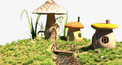 蘑菇房子唯美卡通素材