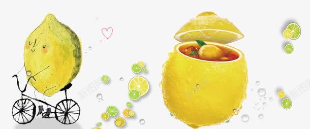 柠檬海报png免抠素材_新图网 https://ixintu.com banner 夏季 夏日 果汁 柚子 柠檬 橙子 水果 海报 白色 简约 背景 饮品