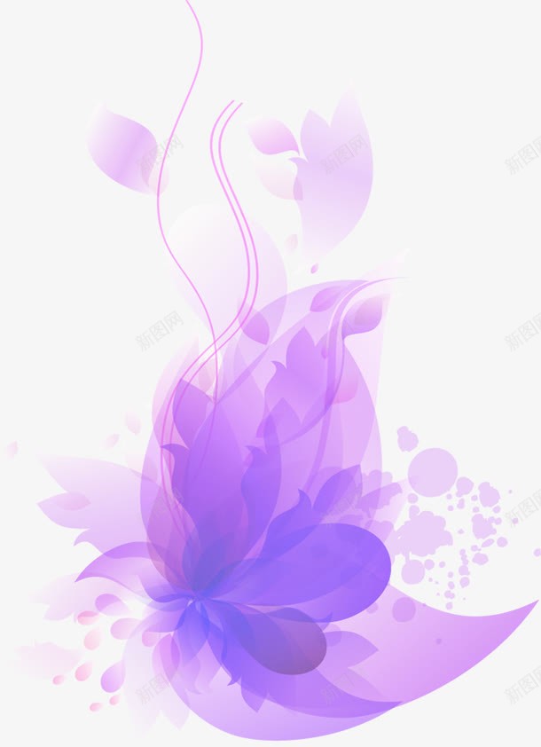 紫色梦幻手绘植物花朵png免抠素材_新图网 https://ixintu.com 手绘 梦幻 植物 紫色 花朵