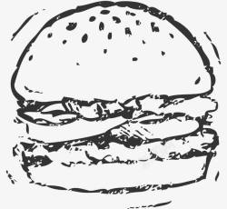 汉堡包美食手绘快餐美食插画高清图片