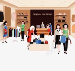 服装店面设计正在购物买衣服的人高清图片