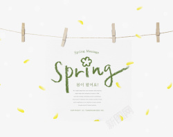 文艺风格唯美韩式春天挂起来的卡片高清图片