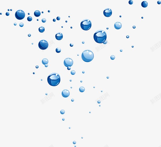 蓝色清新水滴png免抠素材_新图网 https://ixintu.com 大海 气泡 水珠 流体 海洋 清新液体 蓝色水滴