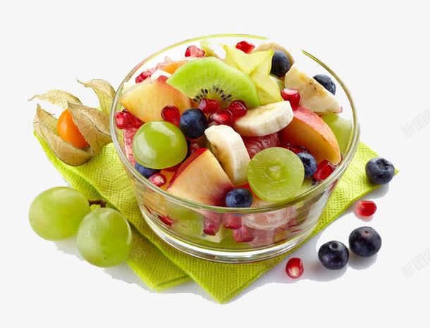 水果沙拉png免抠素材_新图网 https://ixintu.com 新鲜水果 水果 水果沙拉 玻璃碗 苹果 葡萄