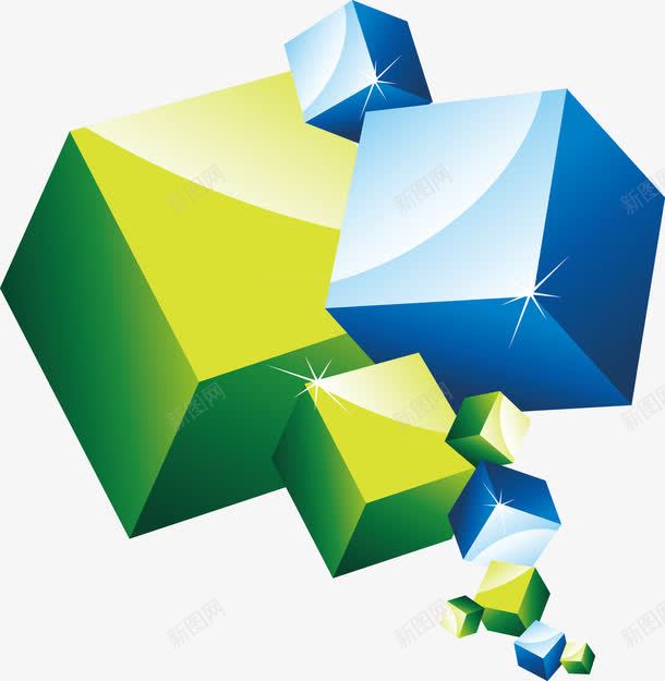 立方体几何体底纹png免抠素材_新图网 https://ixintu.com 立方体几何体 绿色 蓝色