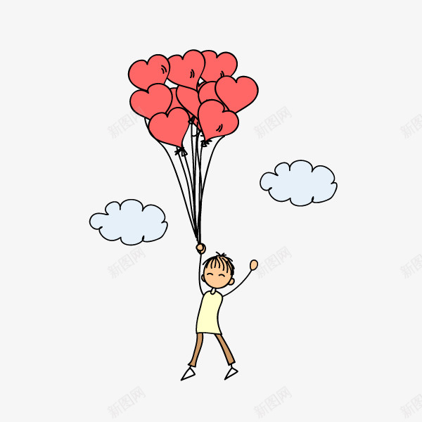 拿着爱心气球的小孩png免抠素材_新图网 https://ixintu.com 云朵 动漫动画 卡通人物 卡通手绘 小孩 气球 爱心 装饰图