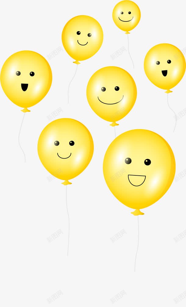 笑脸3d效果气球png免抠素材_新图网 https://ixintu.com 3d效果 乐观 人生态度 气球 积极 黄色