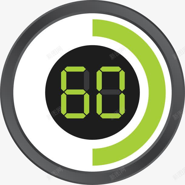 绿色色块计时器png免抠素材_新图网 https://ixintu.com 60秒 数字 时间 矢量文件 绿色 色块 计时 黑色