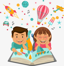 儿童热气球卡通可爱书籍儿童高清图片