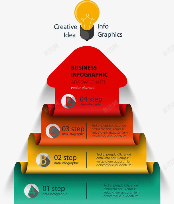 商务信息图表示意图png免抠素材_新图网 https://ixintu.com PPT 信息 商务 图表 多彩 步骤 流程 灯泡 示意图 箭头 统计 说明