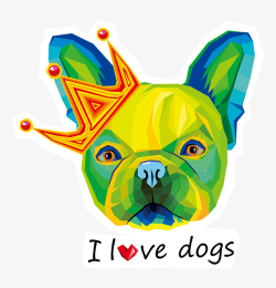 字母小狗戴皇冠的小狗卡通图案高清图片