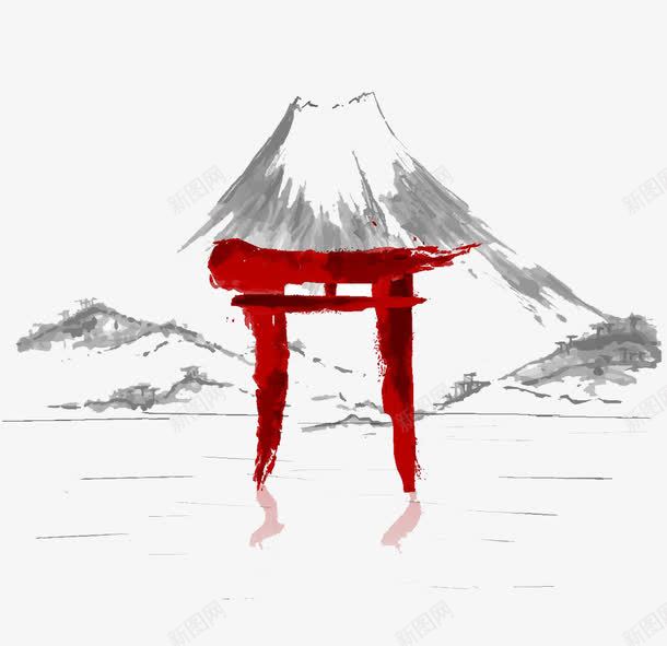 水墨富士山鸟居png图片免费下载 素材7zigjkkup 新图网