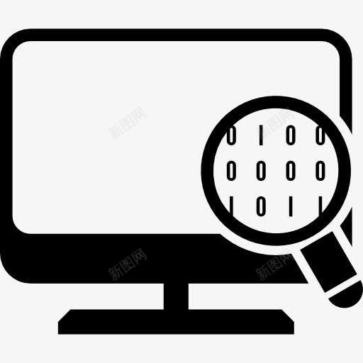 台式电脑用放大镜聚焦在数据图标png_新图网 https://ixintu.com 接口 搜索 放大镜 桌面电脑 计算机
