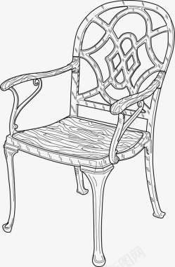 中式扶手椅简笔画图标图标