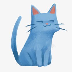 海报喷绘蓝色小猫高清图片