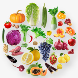 葡萄和蔬菜彩色简约装饰蔬菜水果装饰图高清图片