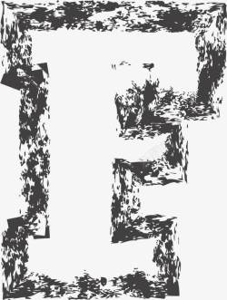 碎片字母黑色碎片描边英文字母F高清图片