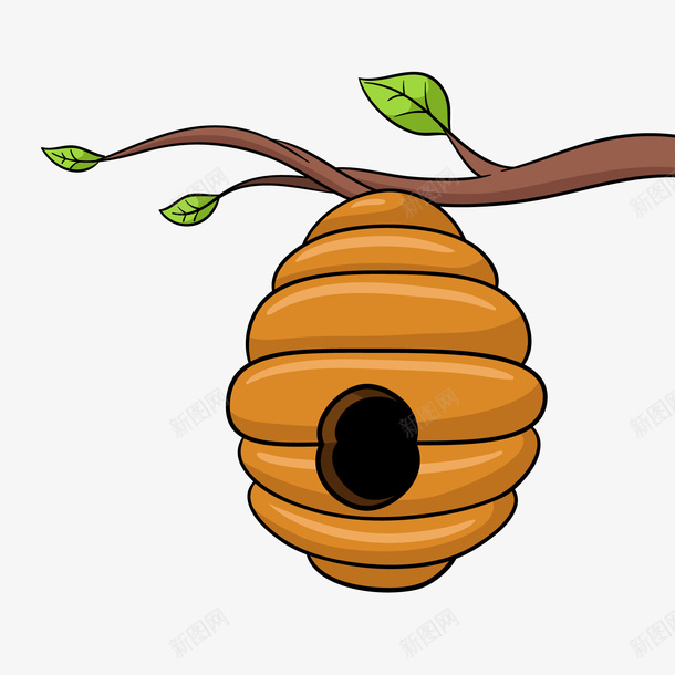 卡通蜜蜂窝png免抠素材_新图网 https://ixintu.com 卡通 手绘 树枝 棕色 蜂巢 蜜蜂窝 马蜂窝