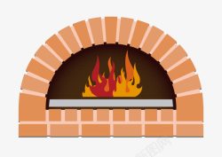 壁炉内的火焰精美卡通扁平火炉矢量图高清图片