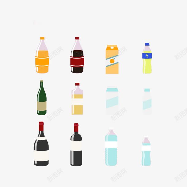 卡通瓶子png免抠素材_新图网 https://ixintu.com 免费png图片 免费矢量 塑料瓶 瓶子 痛就 纸盒 调料 酒瓶 饮料